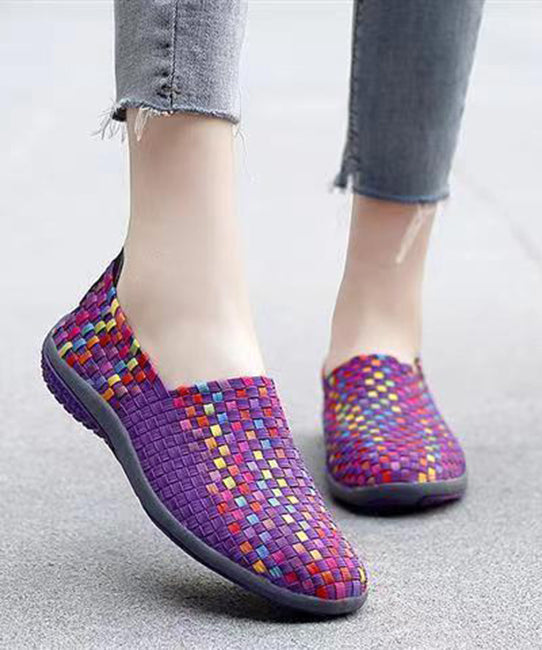 Knit Fabric Black Diy Soft Splicing Flats Shoes Soofairy Shoes-20251