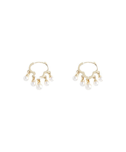 Regular White Sterling Silver Pearl Hoop Earrings