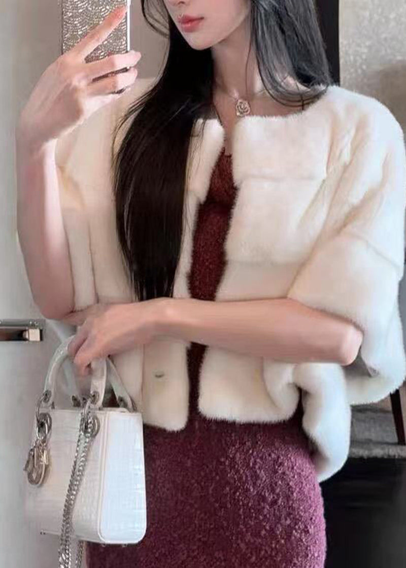 Brown Oversized Thick Faux Mink Hair Short Coats Winter