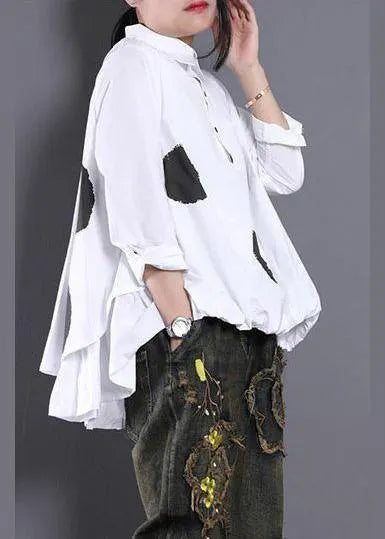 Diy White Dotted Blouses for Asymmetric Shirt