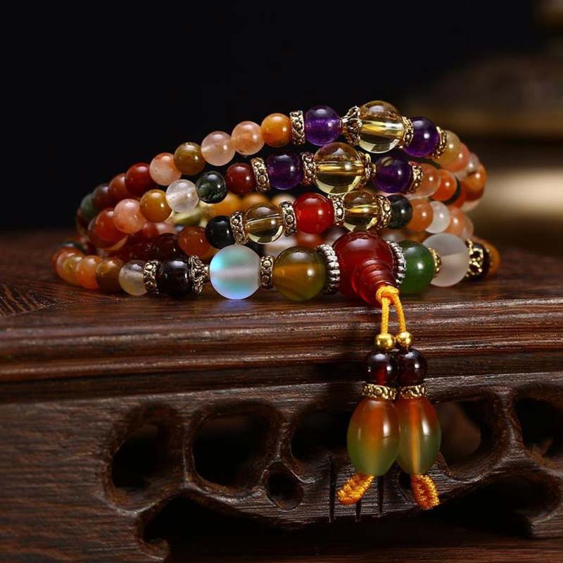 Buddha Stones the 108 Quartz Healing Mala Bracelet