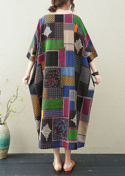 O-neck Print Maxi Dresses Summer