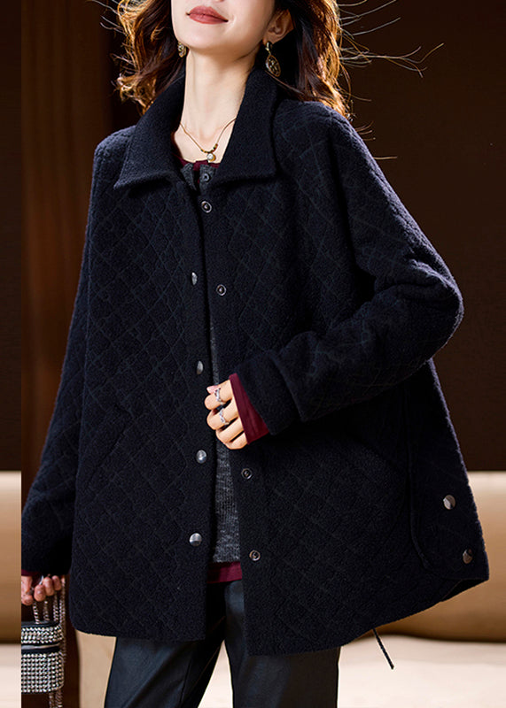 Simple Beige Pockets Button Woolen Coats Spring