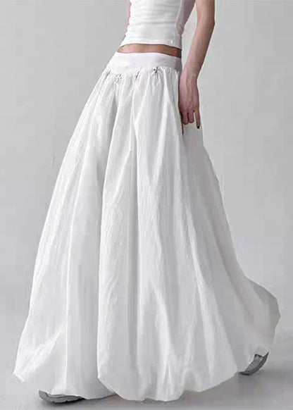 White Original Design Cotton a Line Skirts High Waist Fall
