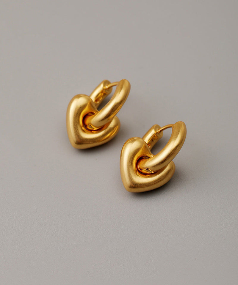 Gold Copper Overgild Removable Love Hoop Earringss