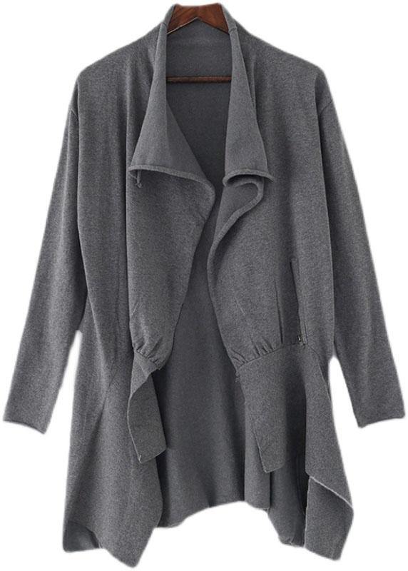 Grey Peter Pan Collar Zippered Fall Short Coat