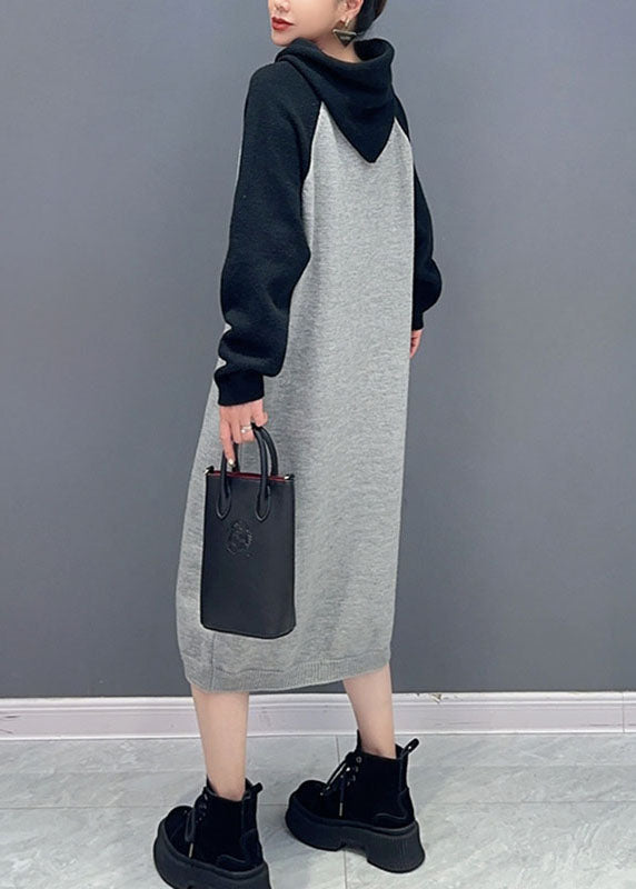 Pink Print Wrinkled Knit Maxi Sweater Dresses Long Sleeve