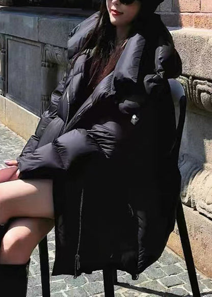 Black Pockets Duck Down Winter Coats Hooded
