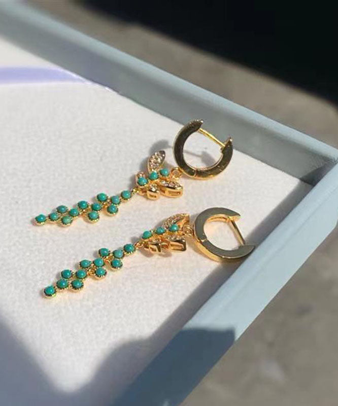 Green Silver Turquoise Silver Turquoise Drop Earrings