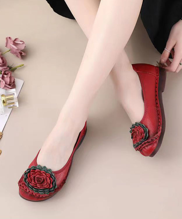 Red Flat Shoes for Comfortable Splicing Soofairy Shoes-20251