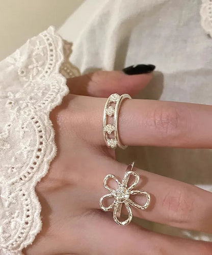 Gold Alloy Hollow Out Rings Two Piece Set