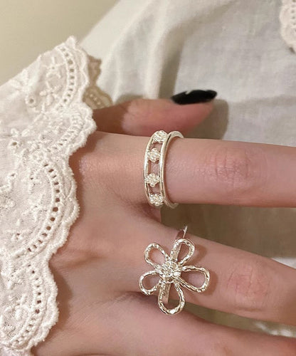 Gold Alloy Hollow Out Rings Two Piece Set