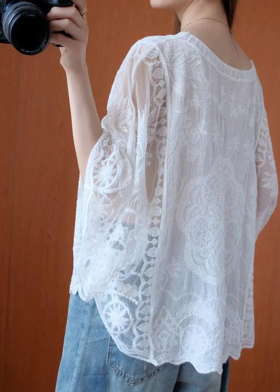 Pink Asymmetrical Design Summer Lace Top
