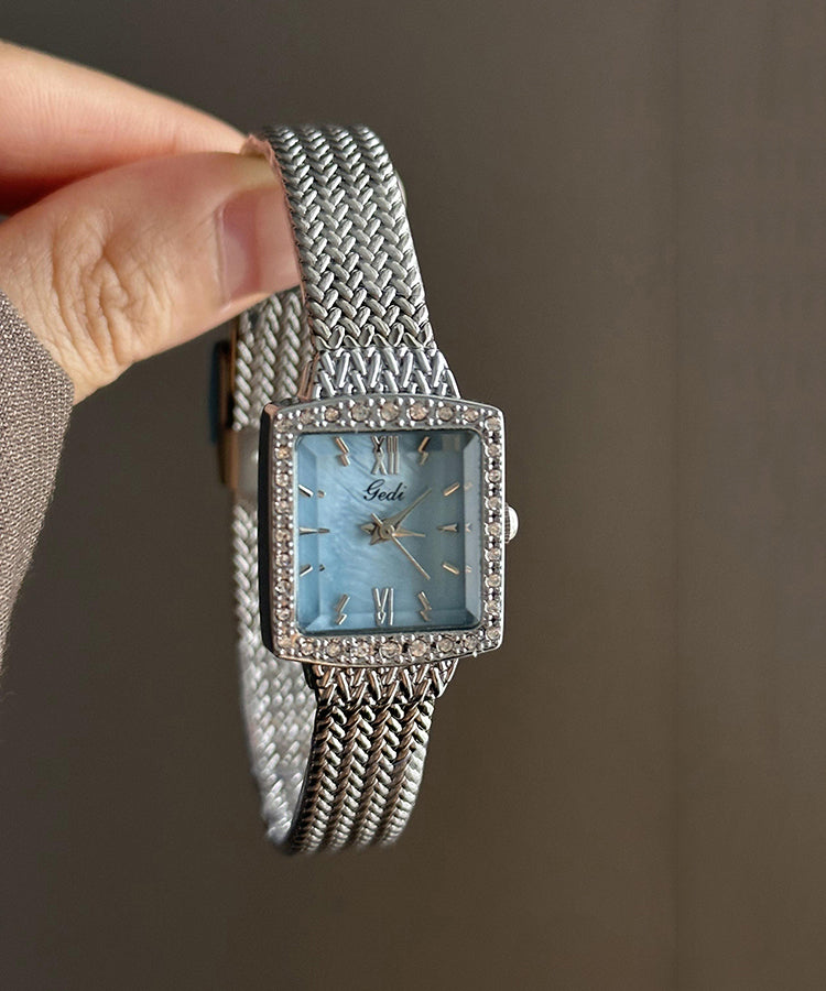 Baby Blue Stainless Steel Waterproof Chain Watches