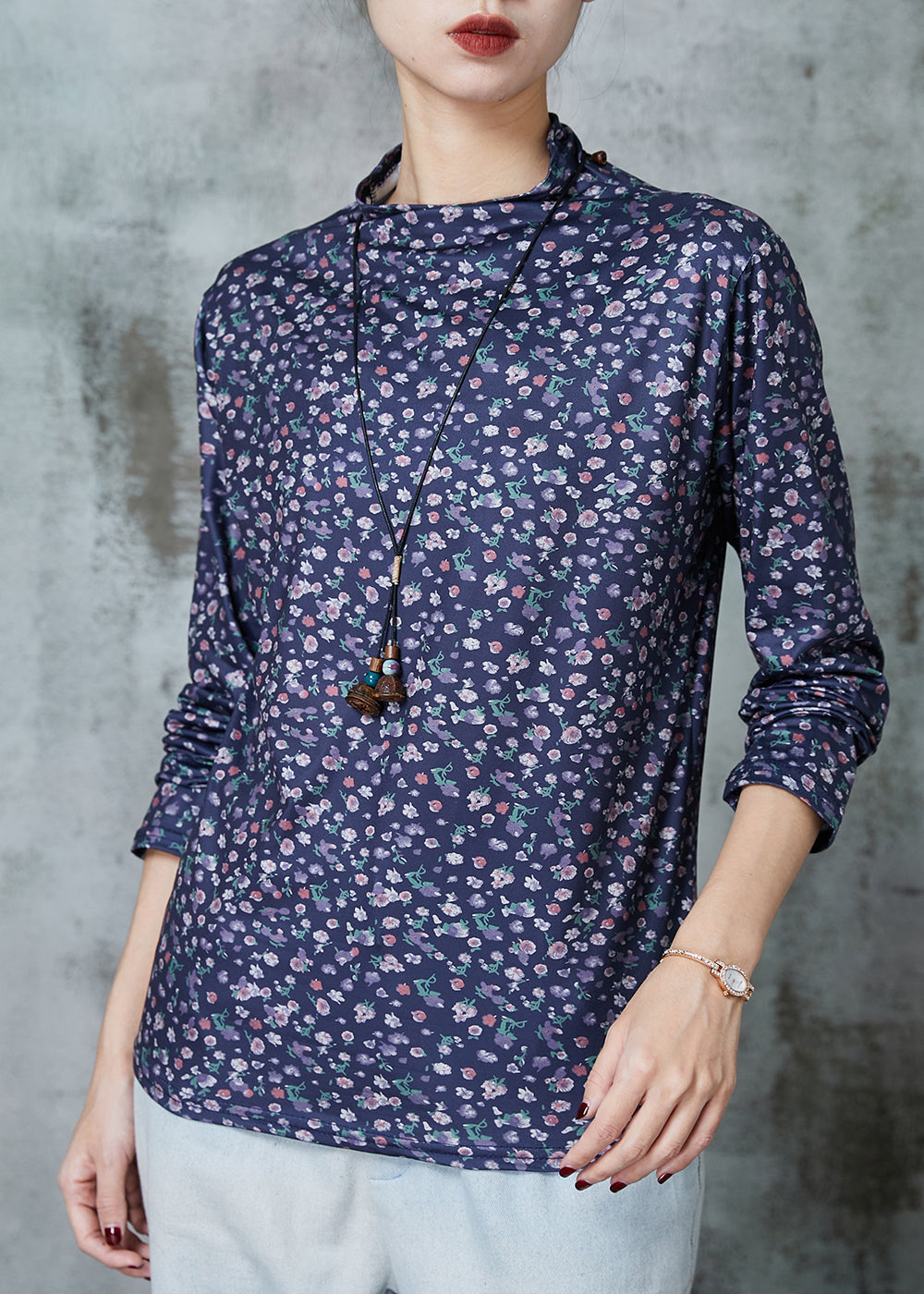 Blue Print Cotton Shirt Spring