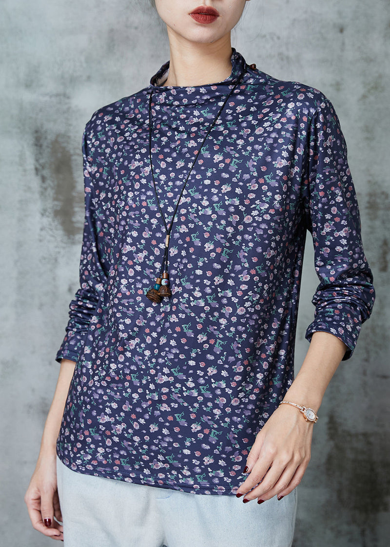 Blue Print Cotton Shirt Spring