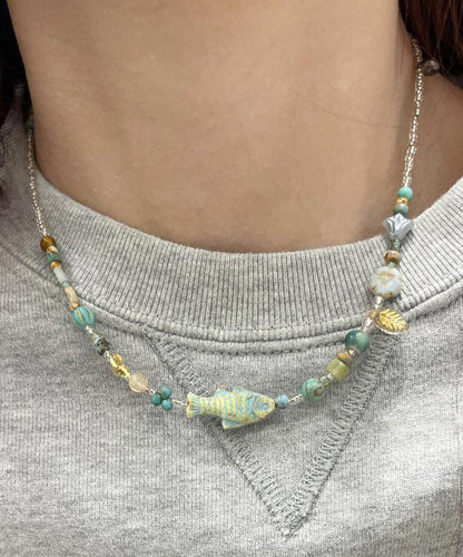Diy Colorblock Beading Little Fish Gratuated Bead Necklace