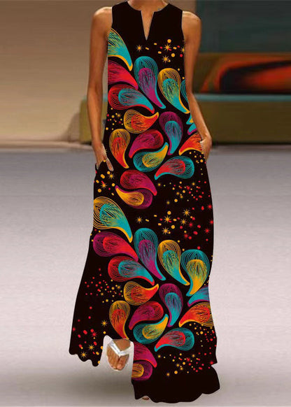 Pink Print Pockets Vacation Maxi Dresses Summer