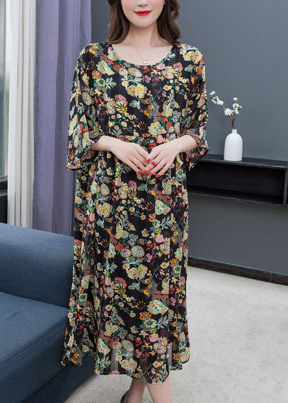 New O Neck Wrinkled Patchwork Chiffon Dress Summer