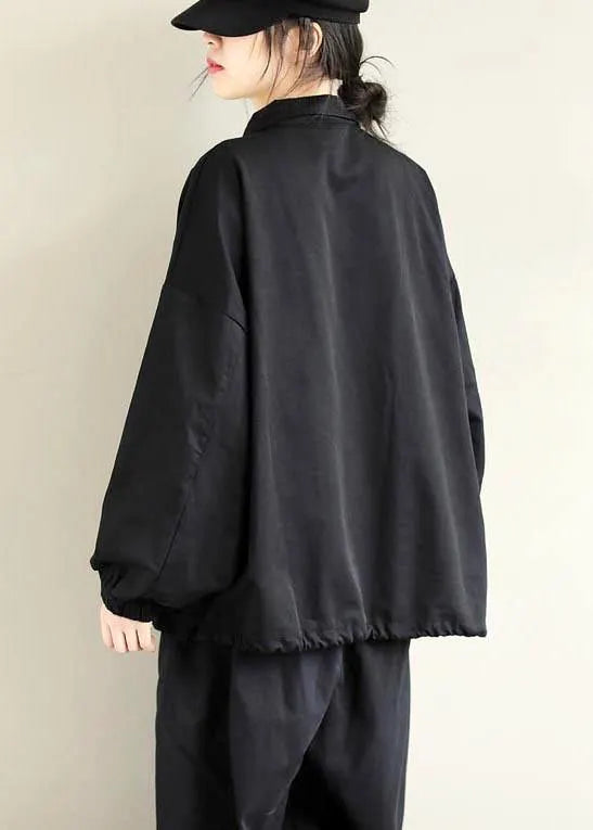 Black Clothes Lapel Patchwork Clothing Spring Shirts