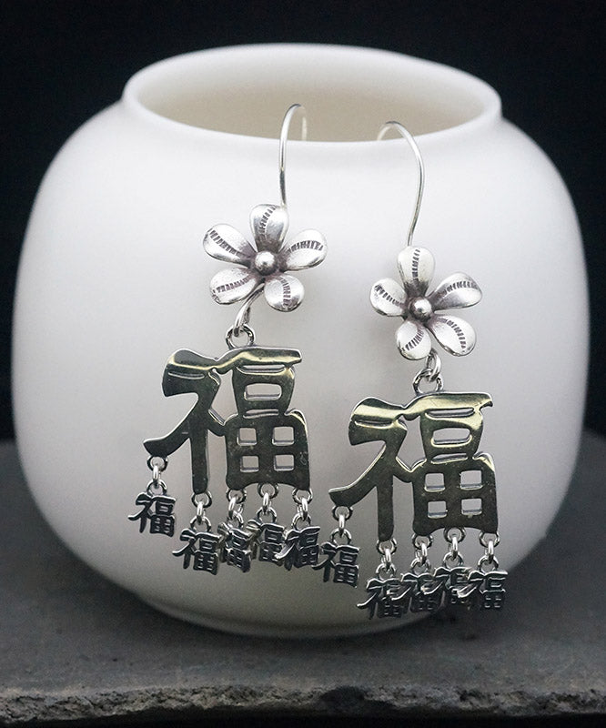 Silk Sterling Silver Blessing Tassel Drop Earrings