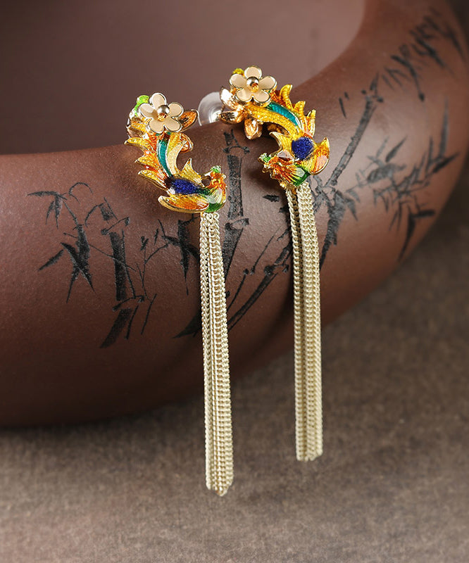 Diy Sterling Silver Cloisonne Tassel Drop Earrings