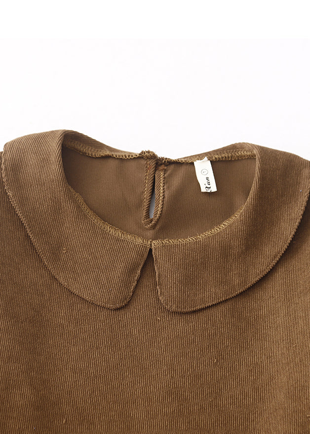 Brown Oversized Patchwork Corduroy Maxi Dresses Spring