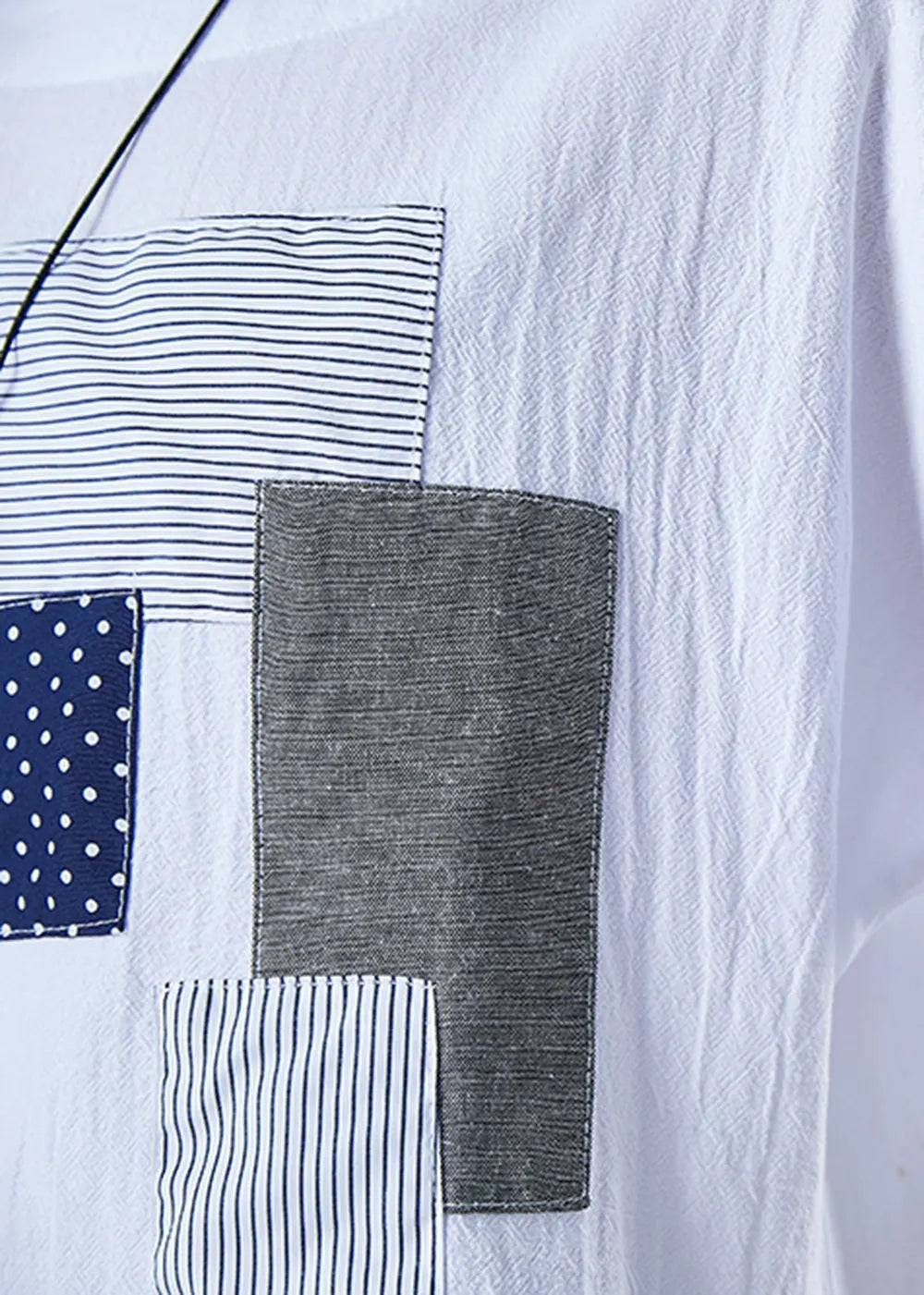 Stylish White Oversized Patchwork Applique Cotton Tanks Summer