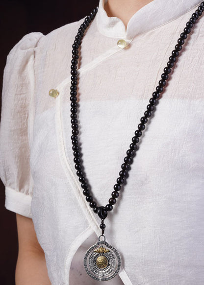 Classy Black Pendant Gratuated Bead Necklace