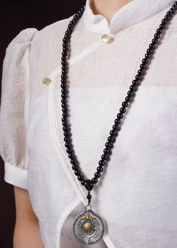 Classy Black Pendant Gratuated Bead Necklace
