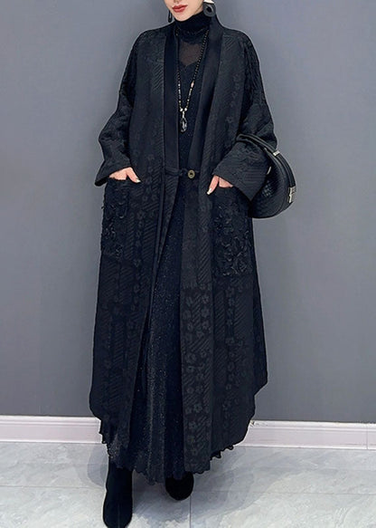 Natural Yellow V Neck Print Pockets Long Trench Coats Long Sleeve
