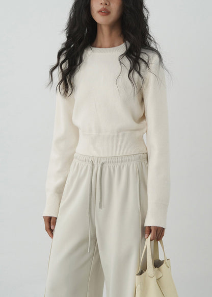 Green O Neck Knit Short Sweaters Tops Spring