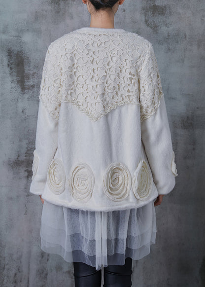 White Patchwork Mink Velvet Jackets Winter