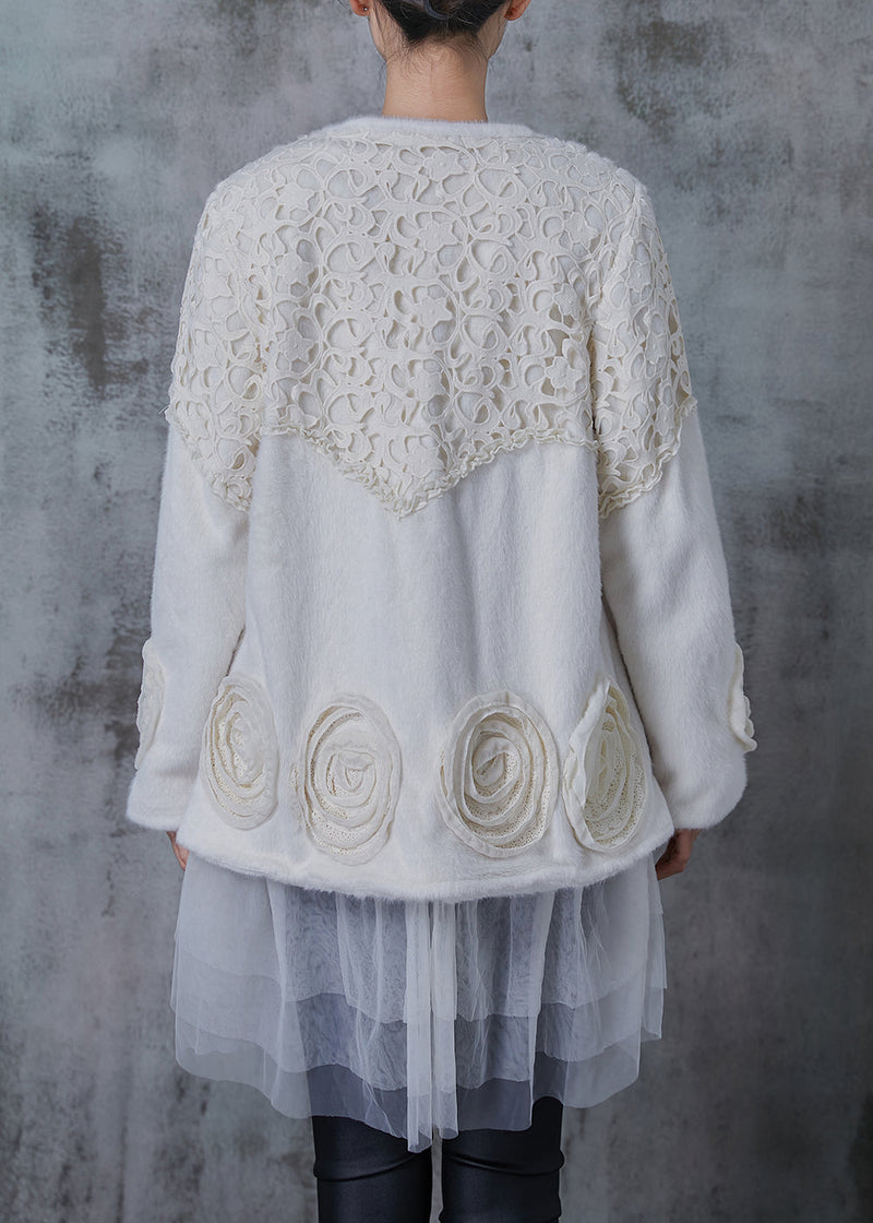 White Patchwork Mink Velvet Jackets Winter