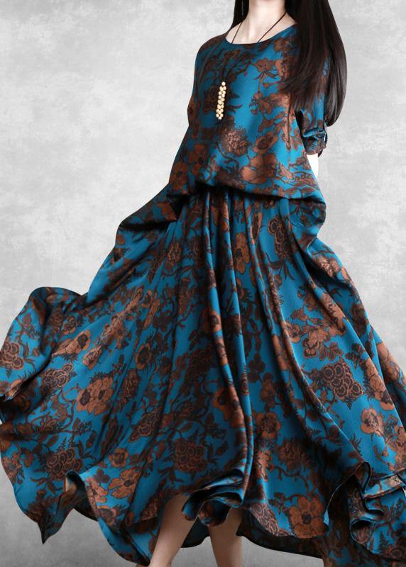Vivid Blue Silk Outfit Maxi Spring Dresses Long