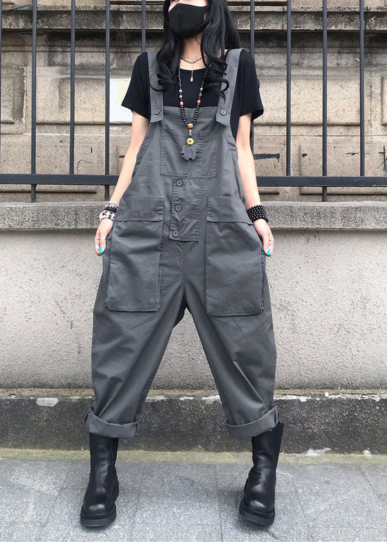 Grey Slash Neck Cozy Jumpsuits