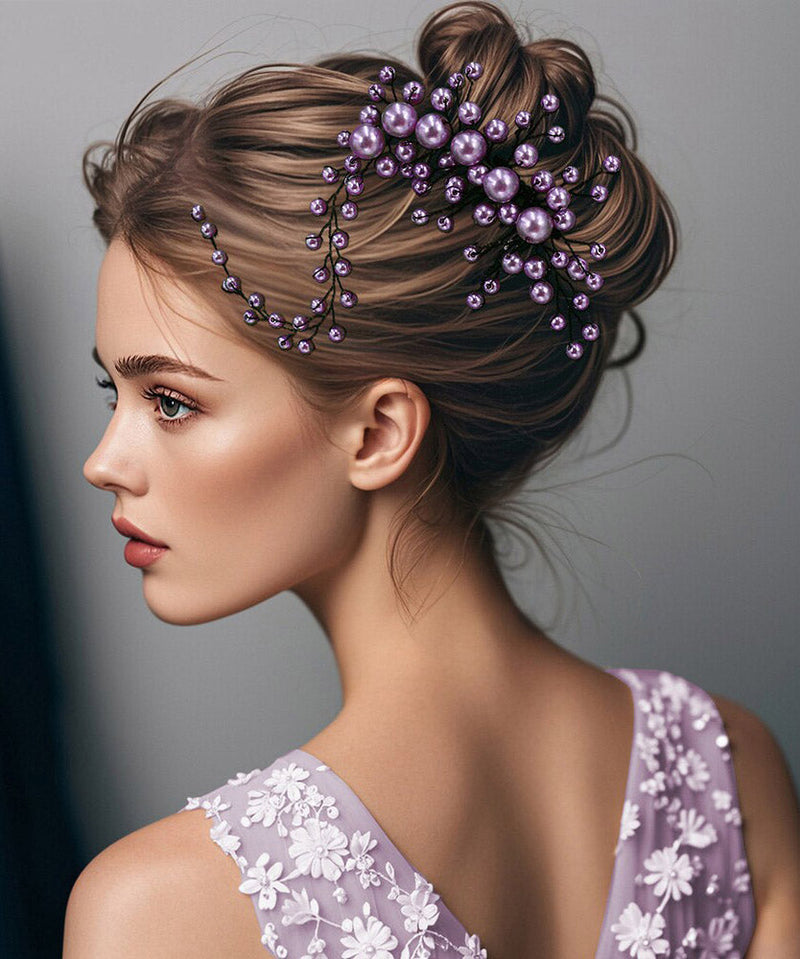 Purple Weave Pearl Beading Hairpiece