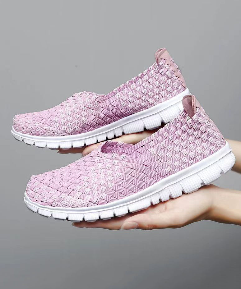 Pink Flat Shoes Knit Fabric Comfortable Splicing Soofairy Shoes-20251