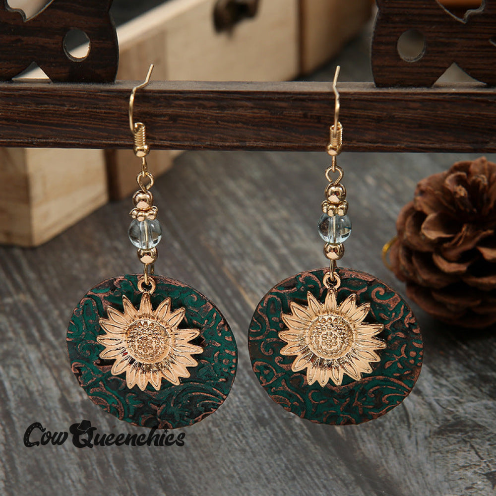 Double-layer Sunflower Pattern Earrings