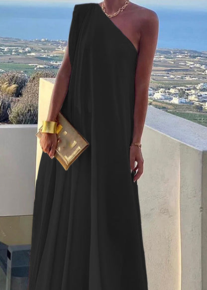 White One Shoulder Cotton Long Dress Summer