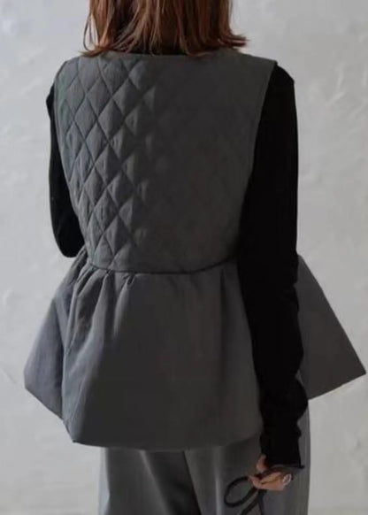 White Plaid Patchwork Cotton Vests Sleeveless