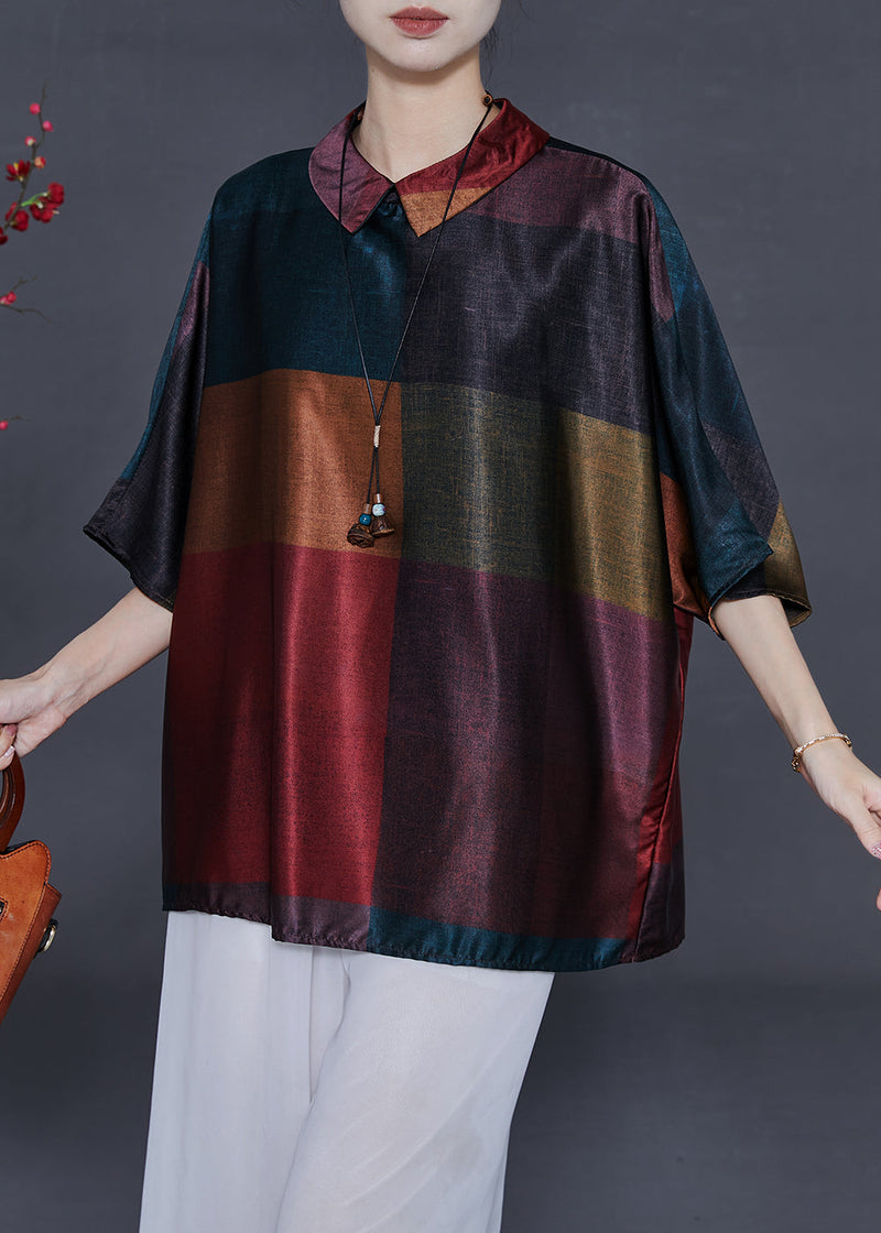 Colorblock Oversized Silk Shirts Summer