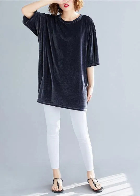 Grey Loose Spring Half Sleeve Tee