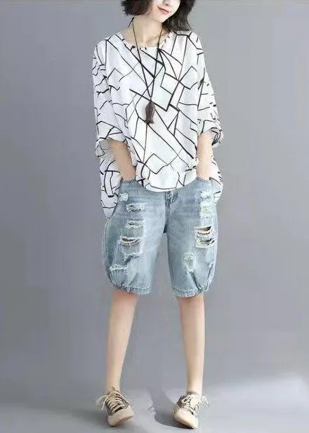 French Black Letter O-neck Loose Spring Shirts