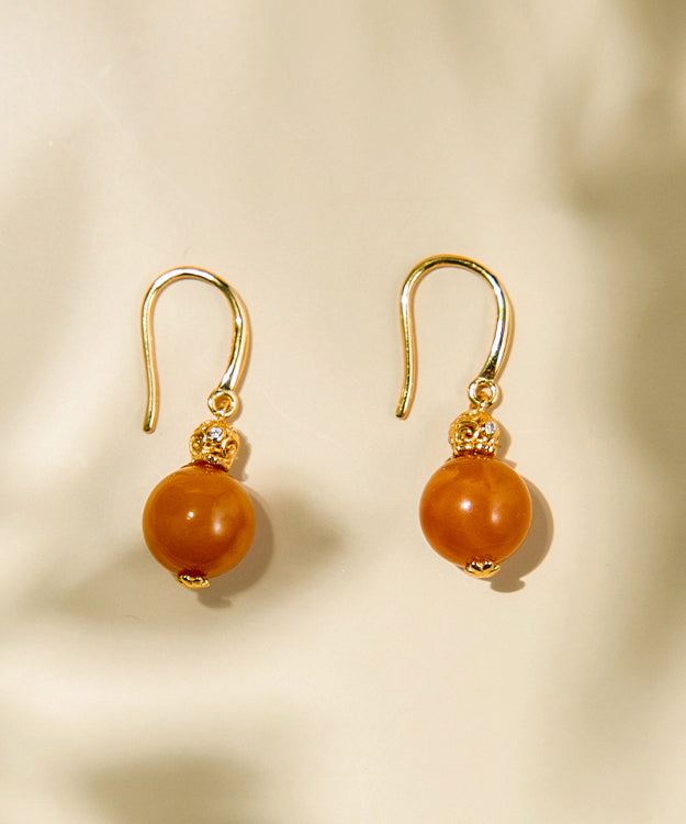 Orange Sterling Silver Overgild Zircon Beeswax Drop Earrings