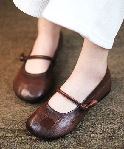Handmade Retro Green Soft Flat Shoes for