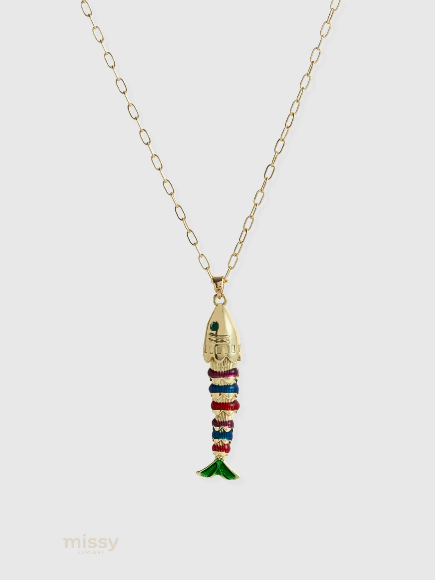 Daria Colorful Enamel Fish Pendant Necklace
