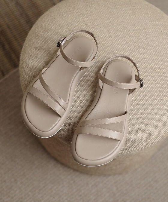 Khaki Buckle Strap Splicing Water Sandals Peep Toe
