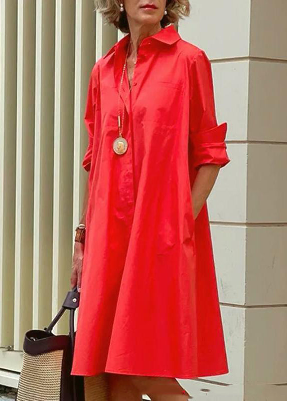 Cross Border White Peter Pan Collar Simple Loose Cotton Long Shirt Dress Fall