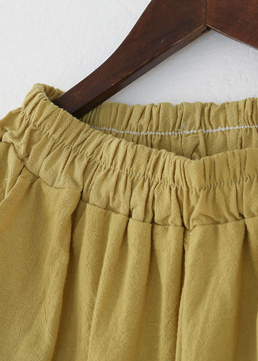 Ginger Elastic Waist Pockets Linen Harem Pants Summer